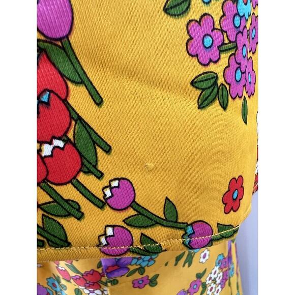 Vtg 60s 70s Yellow Floral Print Maxi Dress Cottage Boho Retro Groovy Handmade - Picture 11 of 16